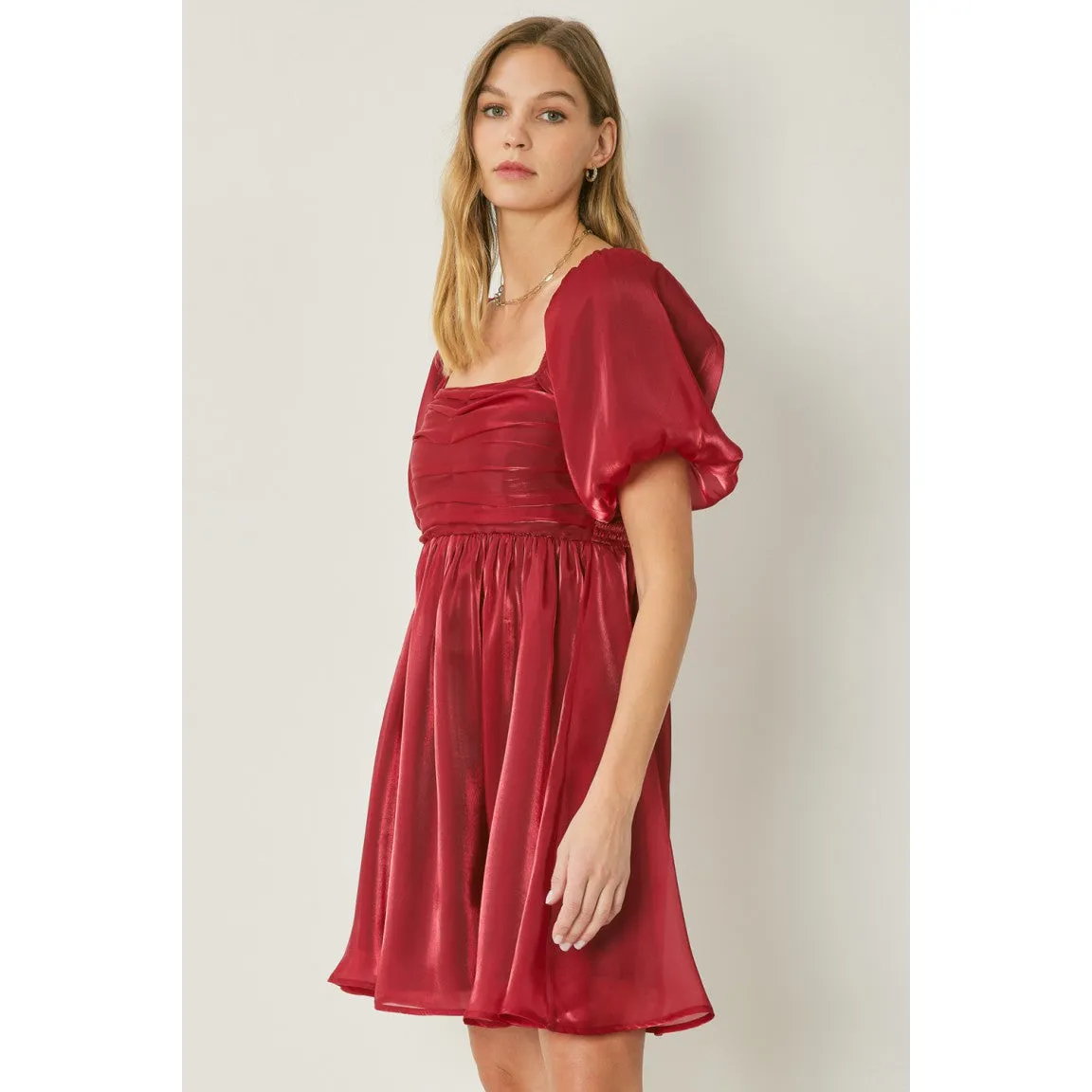 It Shimmers and Shines Dress in Ruby