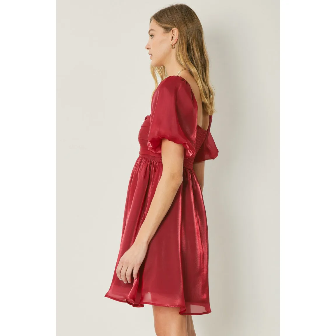 It Shimmers and Shines Dress in Ruby