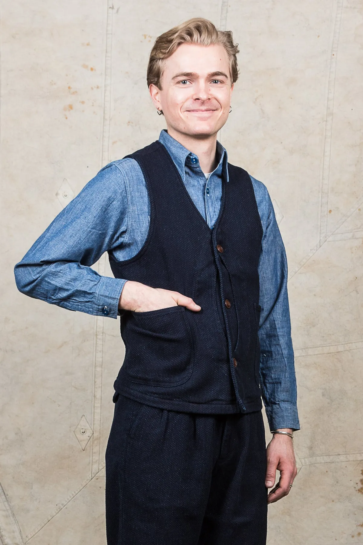 Japan Blue Sashiko Hunting Vest