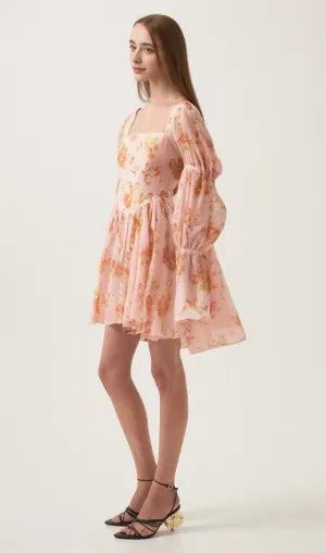 Jeanne pink floral-print pleated mini dress