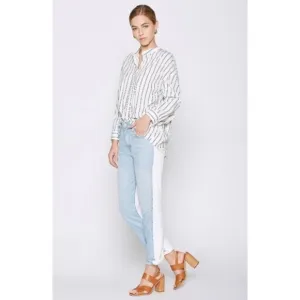 JOIE Ace Vice Versa Contrast 2 Tone Blue/White High Rise Straight Leg Jeans 25.