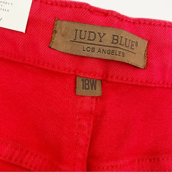 Judy Blue 90’s High Rise Straight Leg Garment Dyed Jeans Red