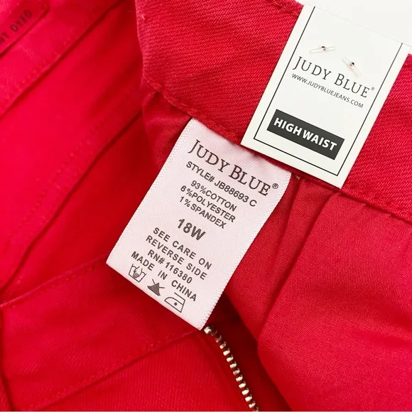Judy Blue 90’s High Rise Straight Leg Garment Dyed Jeans Red