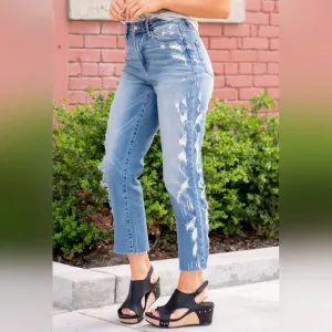 Judy Blue High Rise Straight Cropped Jeans Size 3/26 Women's 4/6 Rare Unique