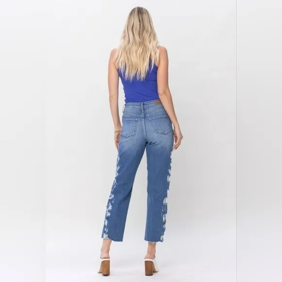 Judy Blue High Rise Straight Cropped Jeans Size 3/26 Women's 4/6 Rare Unique