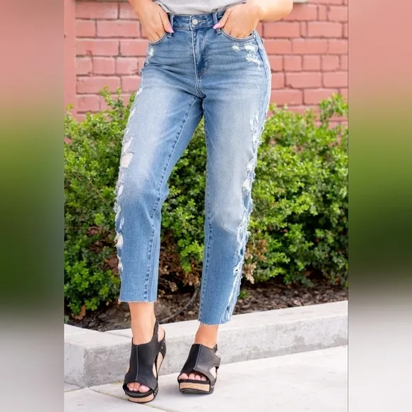 Judy Blue High Rise Straight Cropped Jeans Size 3/26 Women's 4/6 Rare Unique