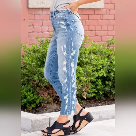 Judy Blue High Rise Straight Cropped Jeans Size 3/26 Women's 4/6 Rare Unique