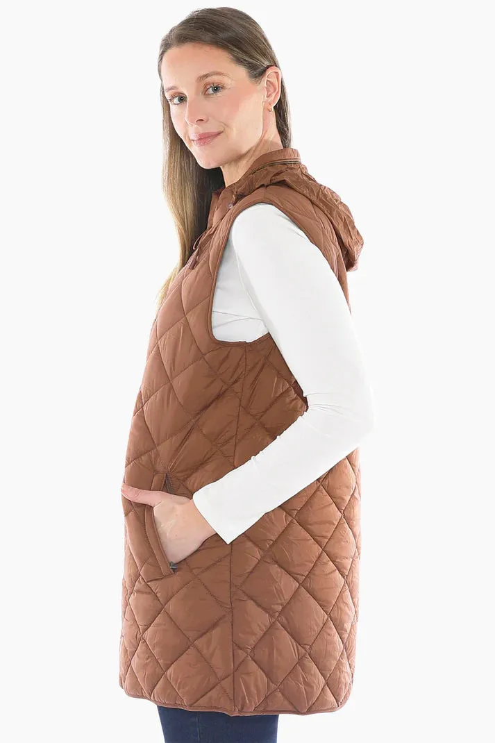 JUMP LONGLINE PUFFER VEST CINNAMON