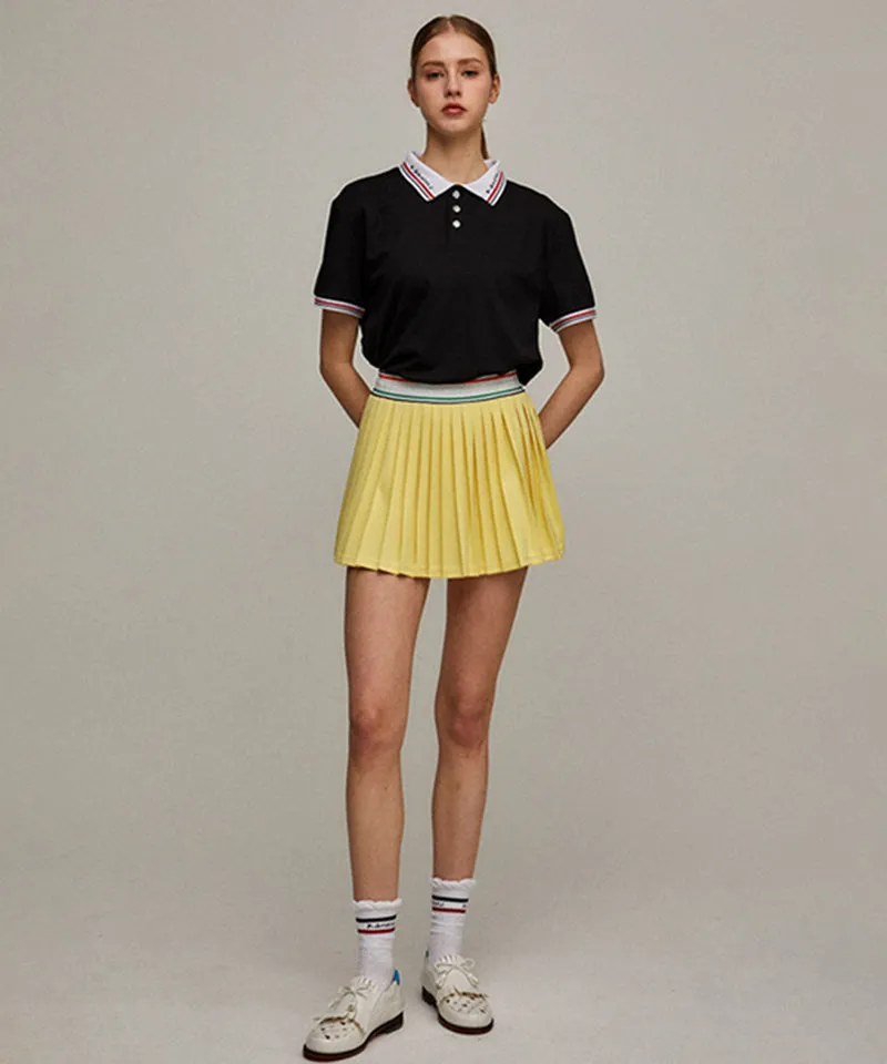 KANDINI Jacquard Collar Pique T-Shirt - Black