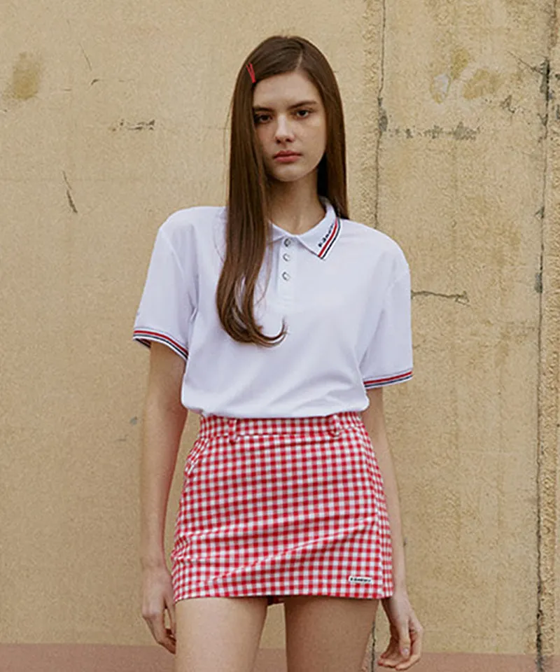 KANDINI Jacquard Collar Pique T-Shirt - White