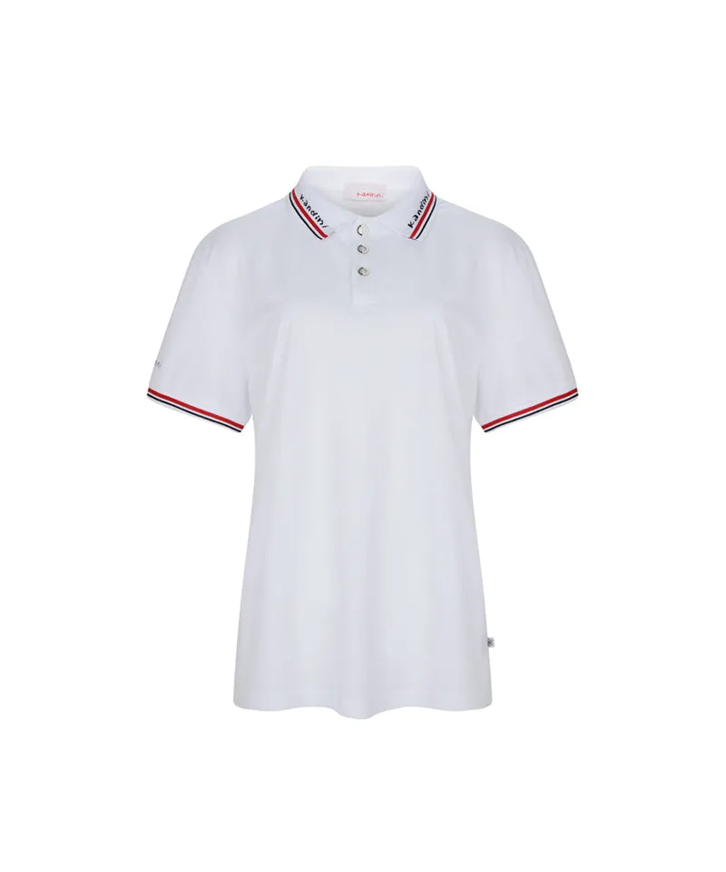 KANDINI Jacquard Collar Pique T-Shirt - White