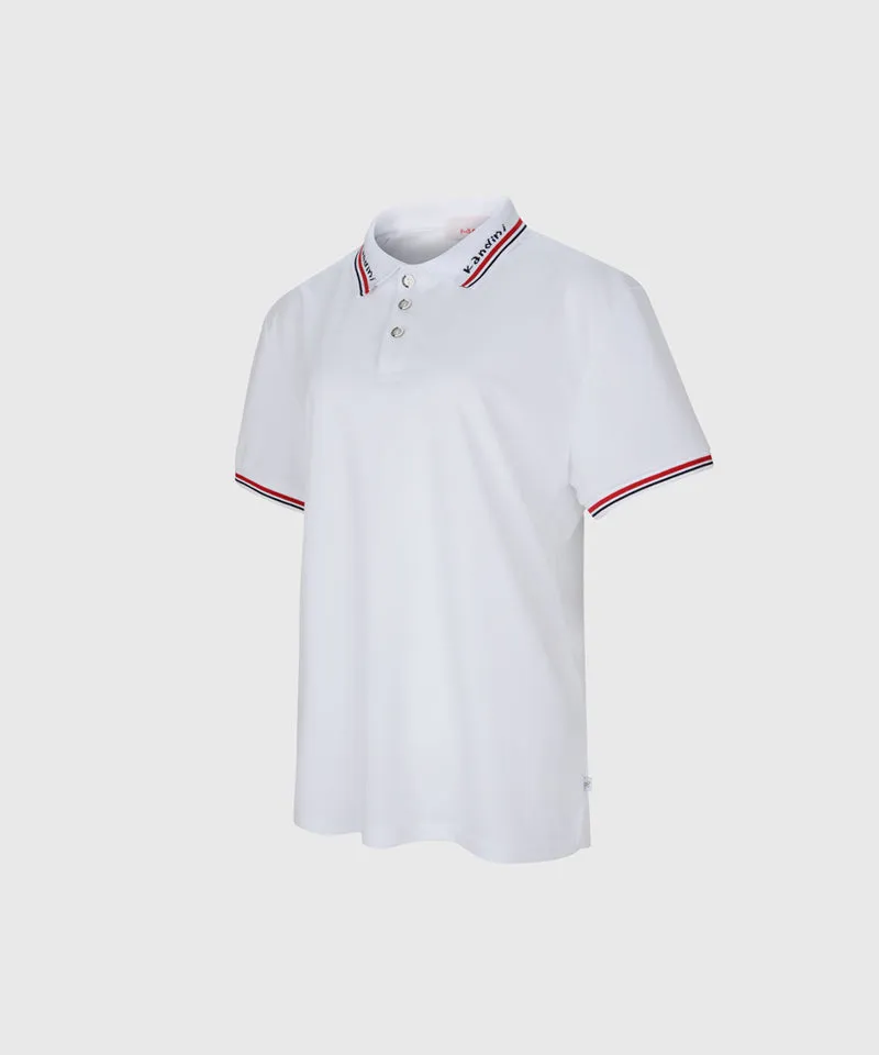 KANDINI Jacquard Collar Pique T-Shirt - White