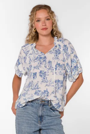 Kenna Blue Toile Top