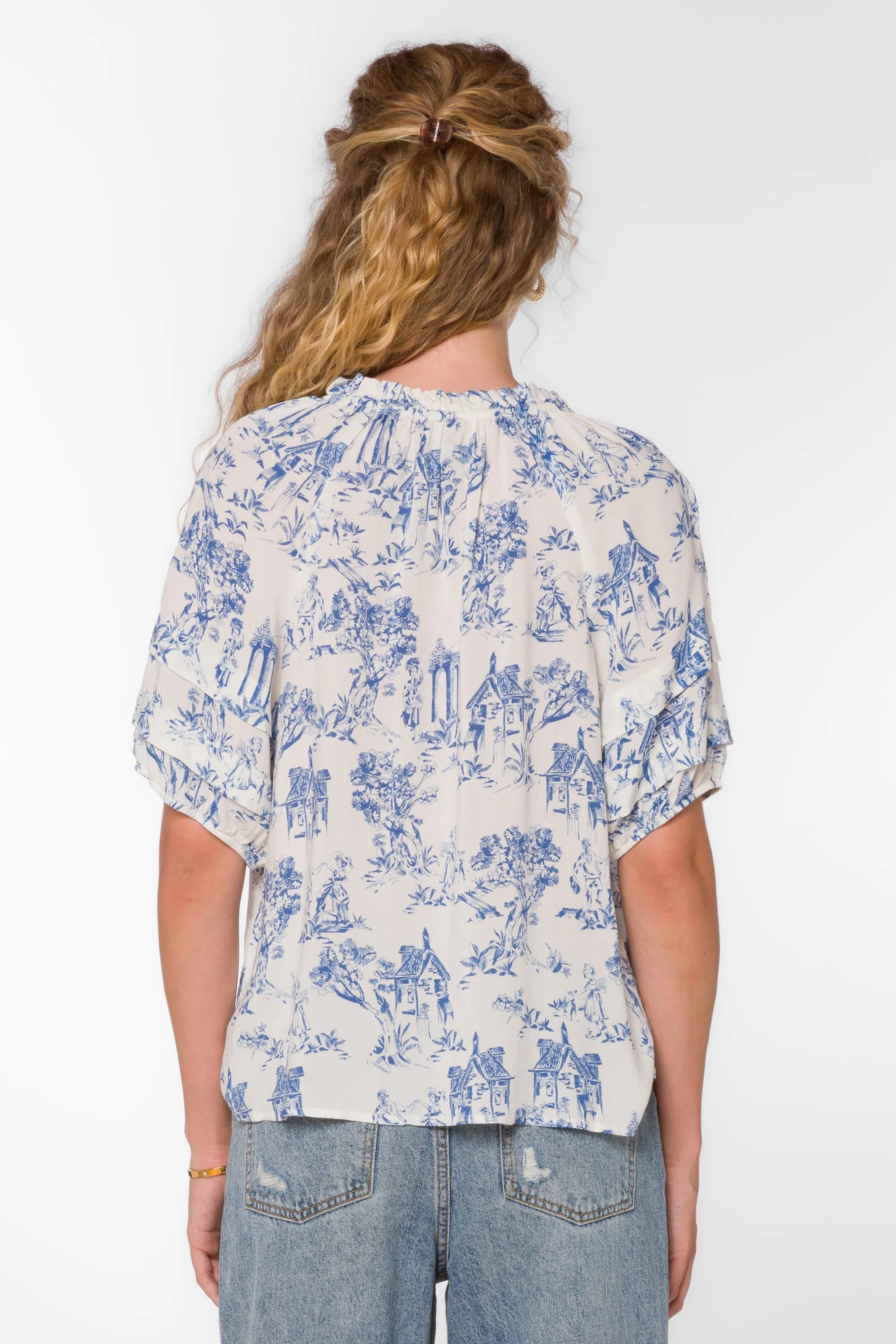 Kenna Blue Toile Top