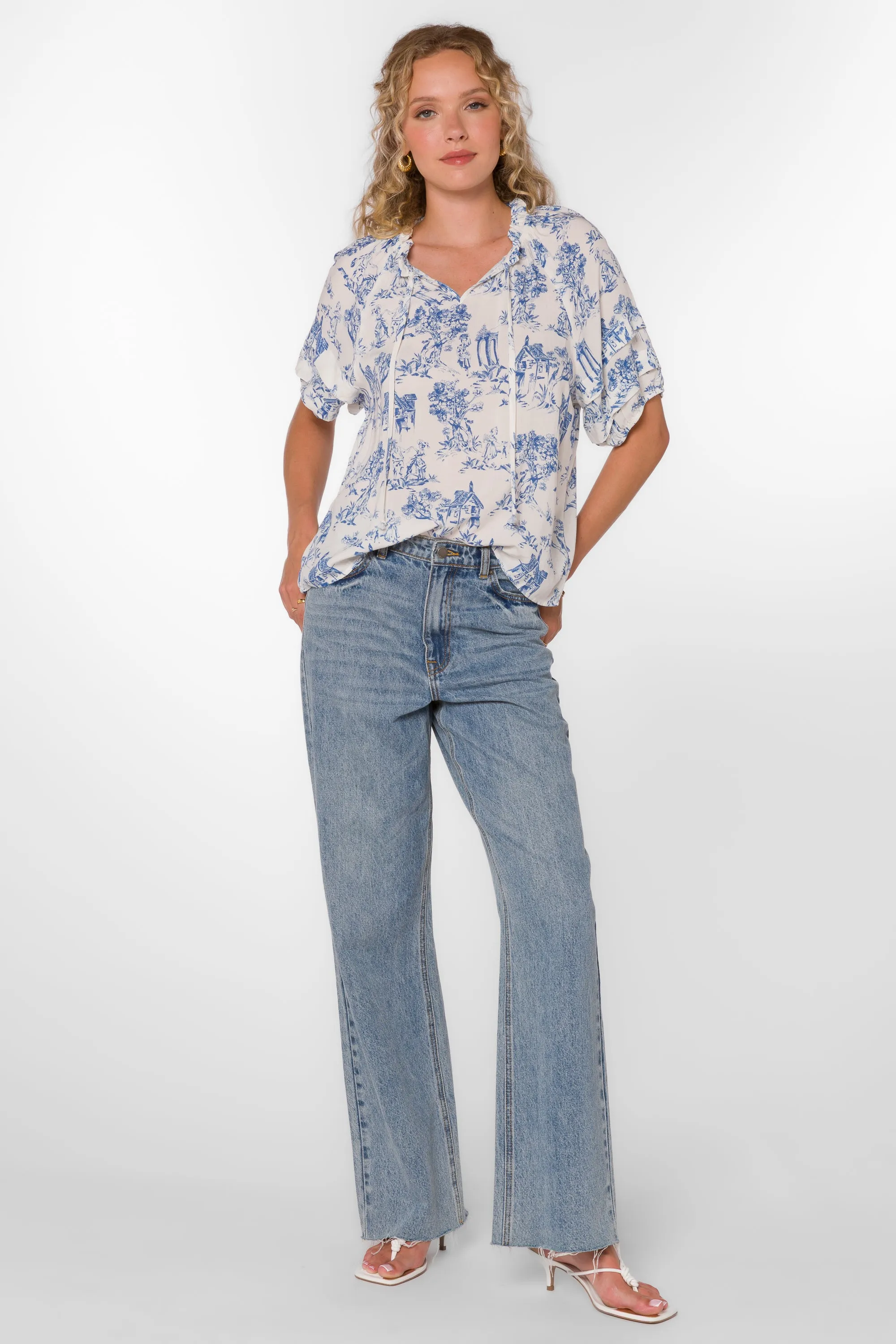 Kenna Blue Toile Top