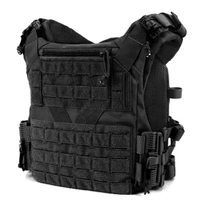 KESONS Tactical Vest Quick Release Outdoor Vest Adjustable Breathable Modular Vest for Training (Black)