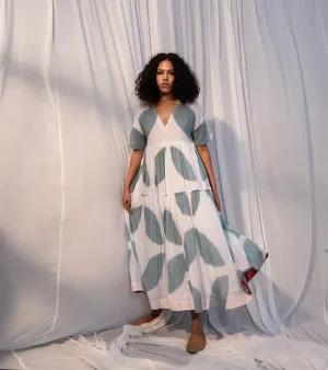 Khara Kapas   I   Seaweed Dress     Sienna Collection Sea Foam Green and White KK-PF21-02