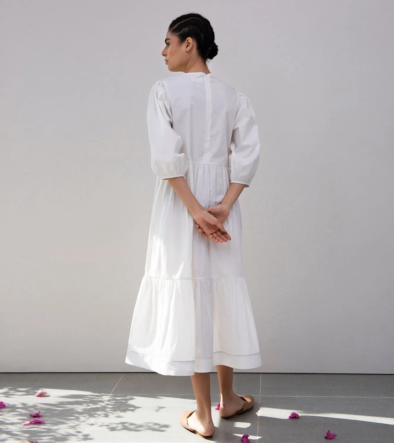 Khara Kapas Tuberose Tiered Dress