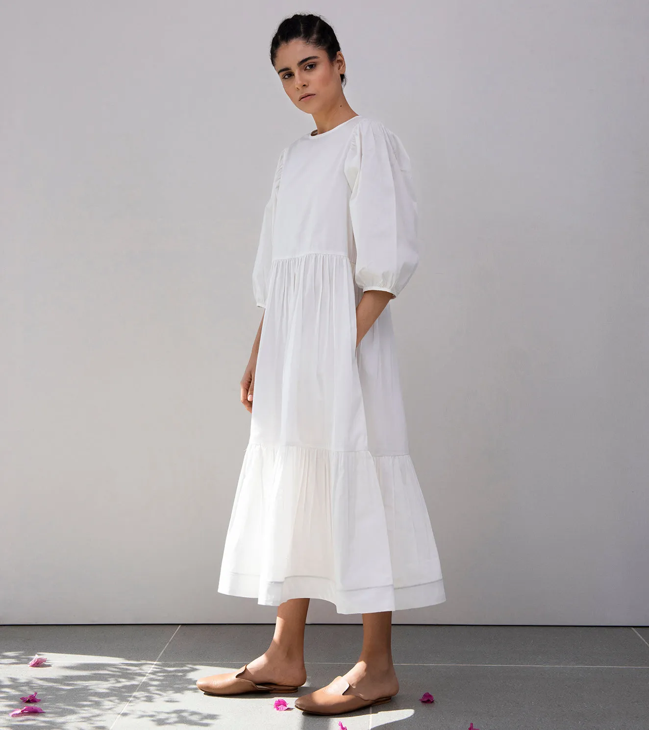 Khara Kapas Tuberose Tiered Dress