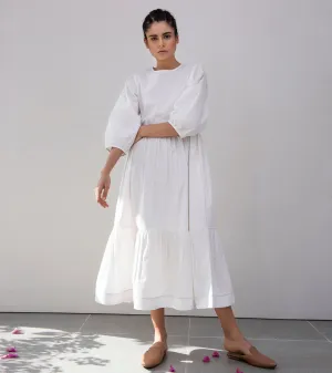 Khara Kapas Tuberose Tiered Dress