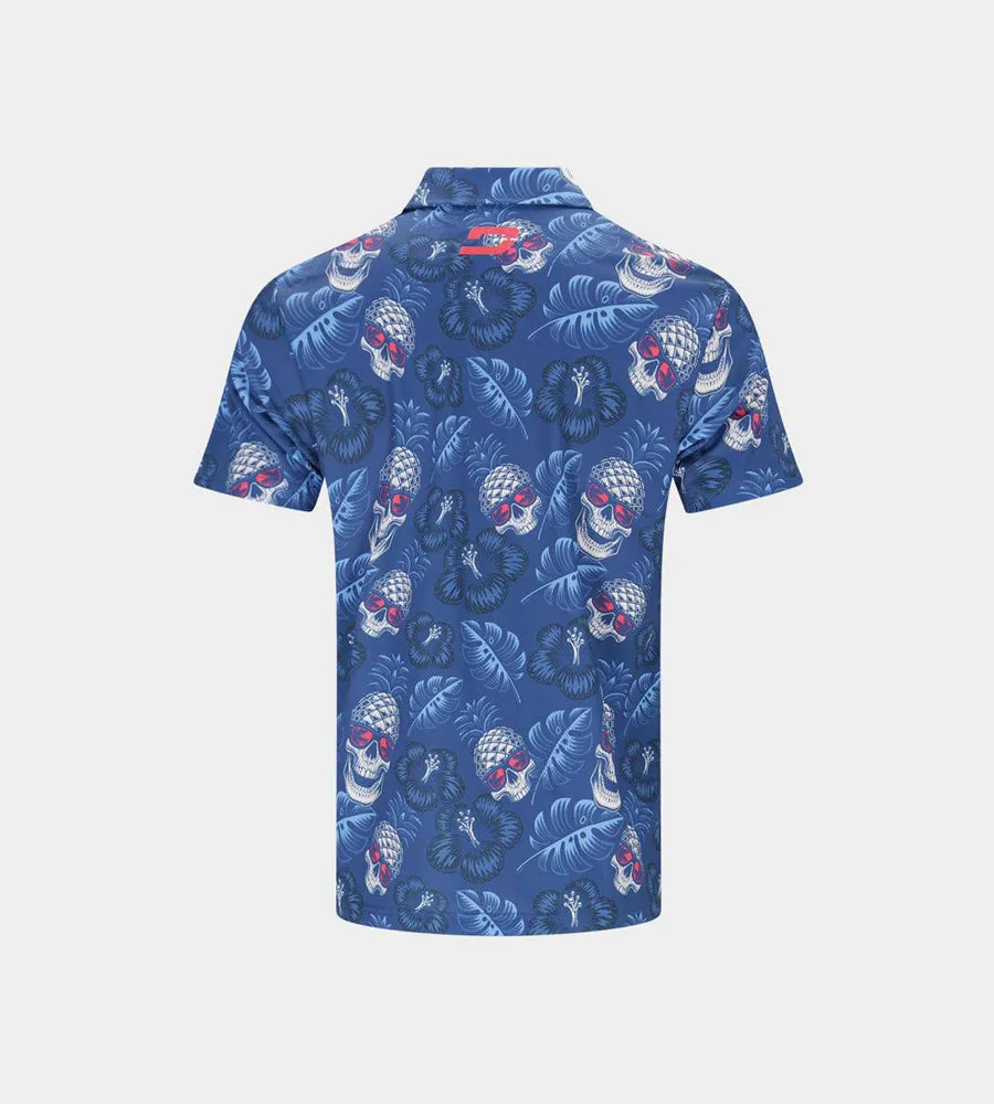 KIDS PINAPPLE SKULLS POLO - NAVY/CORAL