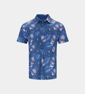 KIDS PINAPPLE SKULLS POLO - NAVY/CORAL