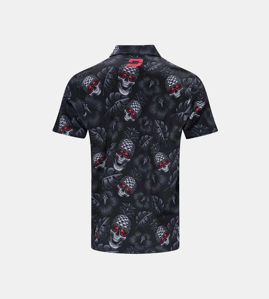 KIDS PINEAPPLE SKULLS POLO - BLACK/PINK