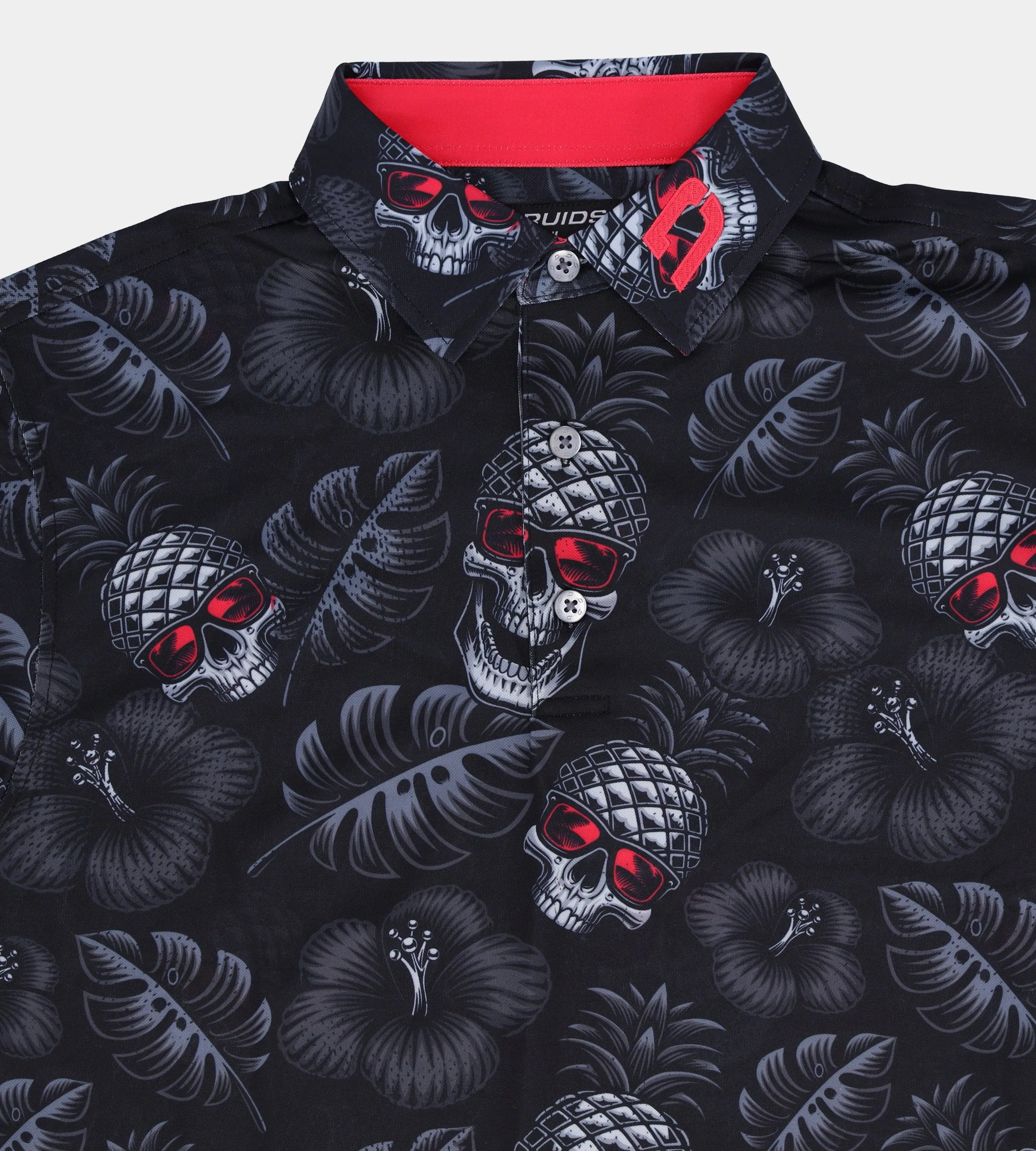 KIDS PINEAPPLE SKULLS POLO - BLACK/PINK