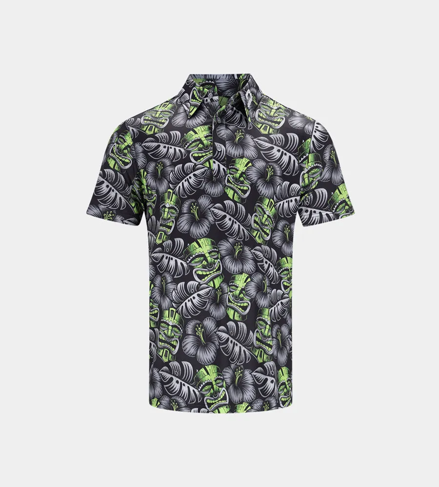 KIDS TIKI POLO - BLACK/LIME