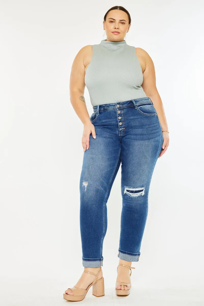 Klover  Mid Rise Slim Straight Leg Jeans (Plus Size)