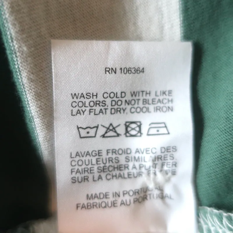 Kule The Rugby Striped Polo Shirt Green/White Size Large Long Sleeve Top