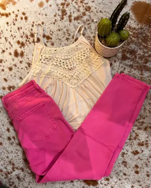Kut From the Kloth Rosy Pink Naomi High Rise Ankle Straight FAB AB