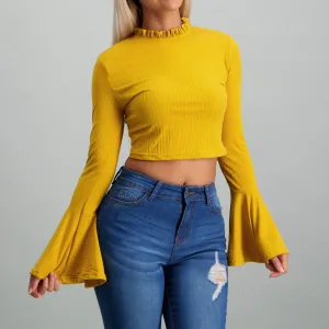Ladies-Flared Sleeve Rib Top