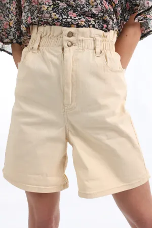 Ladies Paperbag Mom Short - Stone