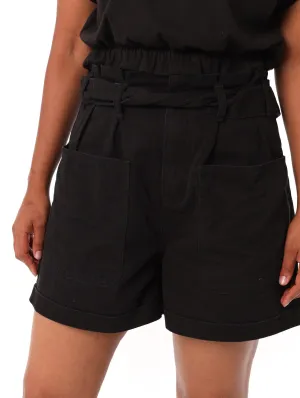 Ladies PaperBag Slouch Pocket Twill Short - Black