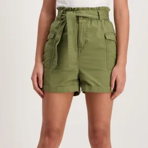 Ladies Rigid Twill Papebag Patch Pocket Short-Khaki