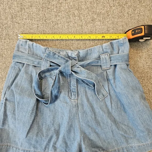 L'AGENCE Denim Hillary Paperbag Shorts Women's Size 29 Belted High Rise In MIST