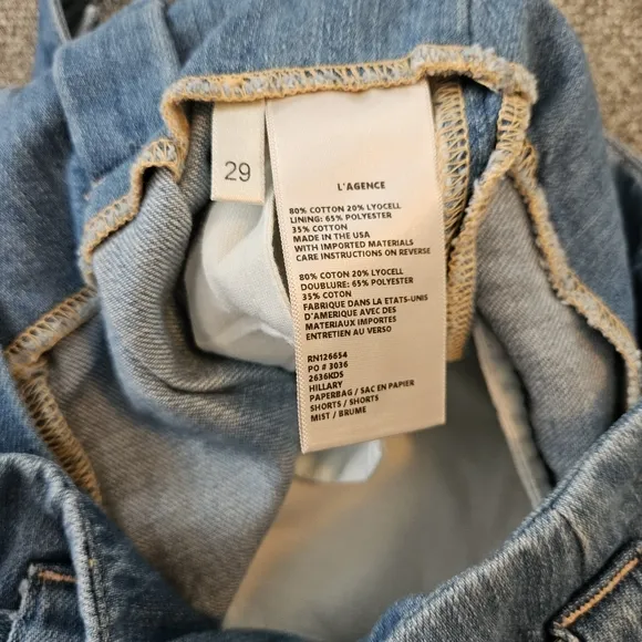 L'AGENCE Denim Hillary Paperbag Shorts Women's Size 29 Belted High Rise In MIST