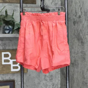 LC Lauren Conrad Womens Paperbag Elastic Waist Woven Shorts Coral Pink M