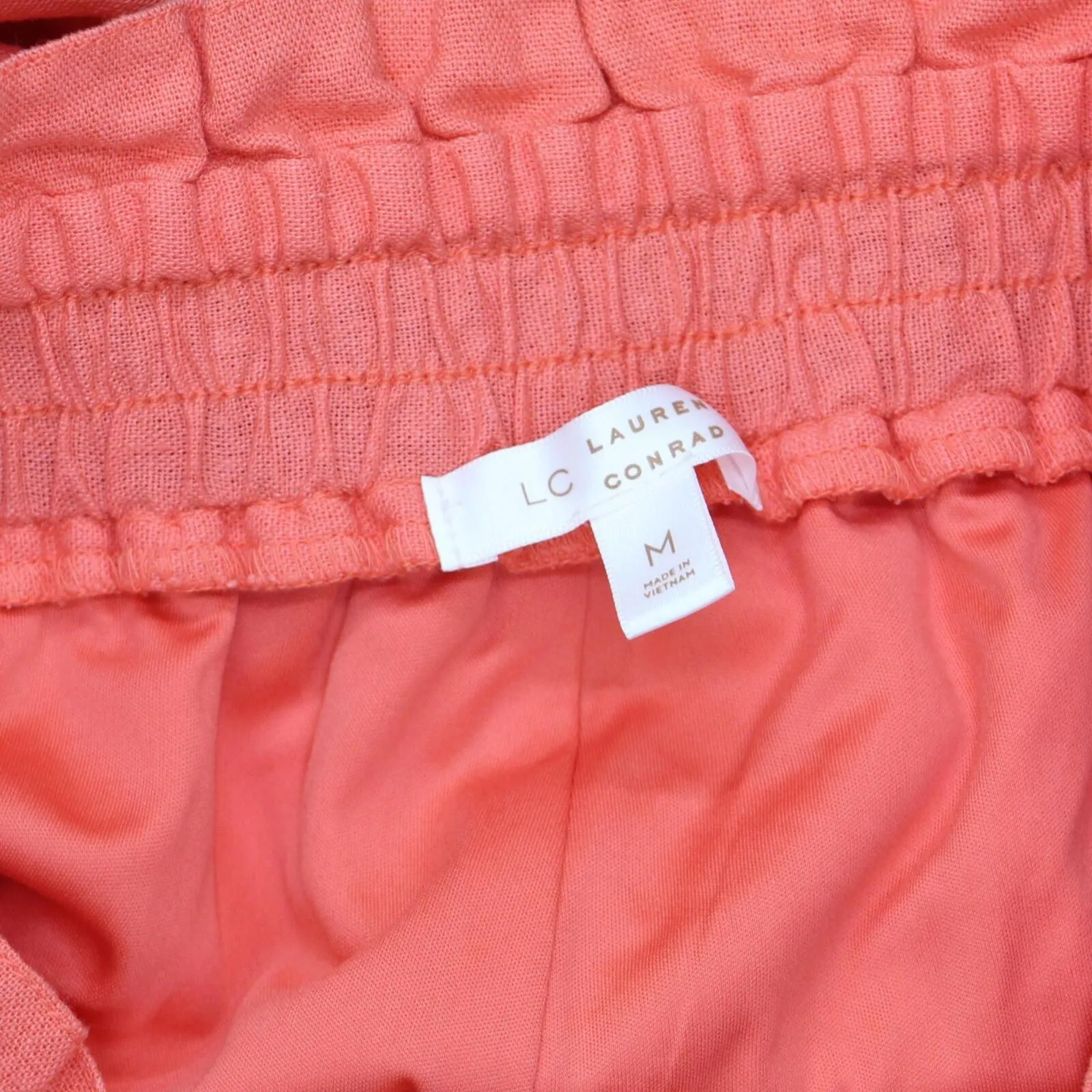 LC Lauren Conrad Womens Paperbag Elastic Waist Woven Shorts Coral Pink M