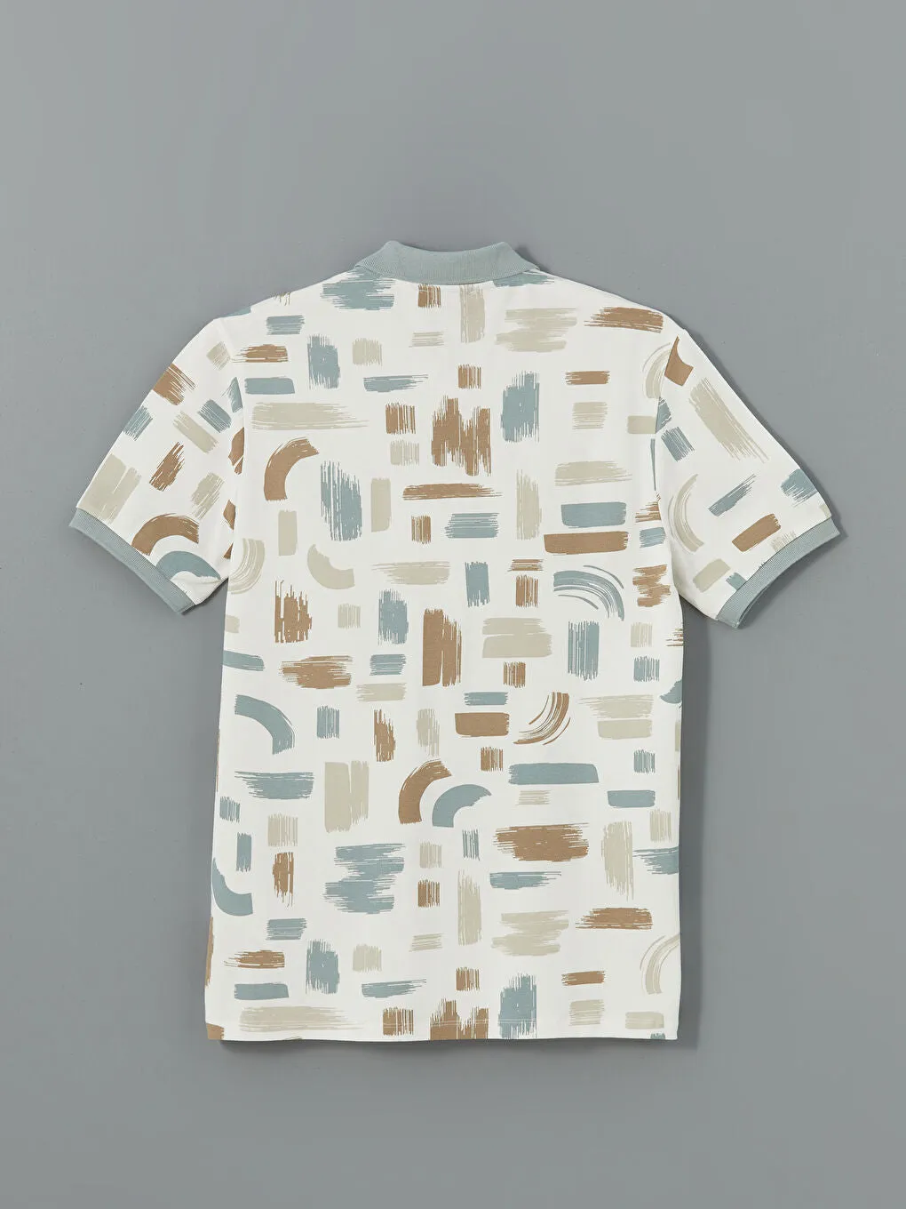 LCW Vision Green Polo Neck Short Sleeve Patterned Pique Men T-Shirt