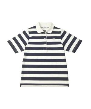 LENUCU Striped Collar T-Shirt - Navy