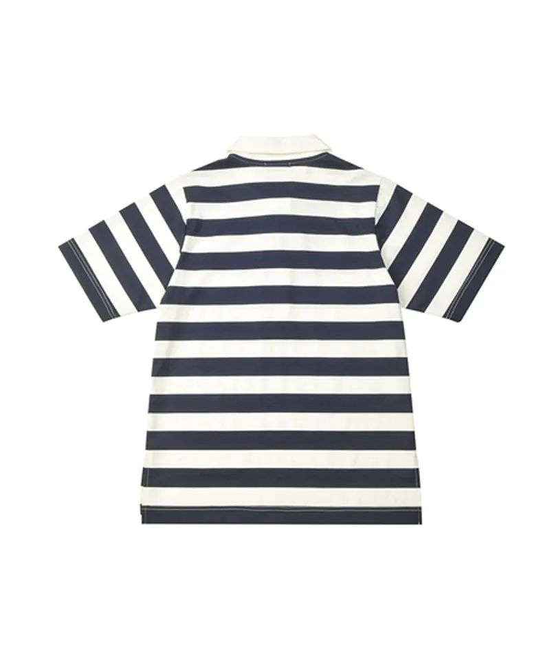 LENUCU Striped Collar T-Shirt - Navy