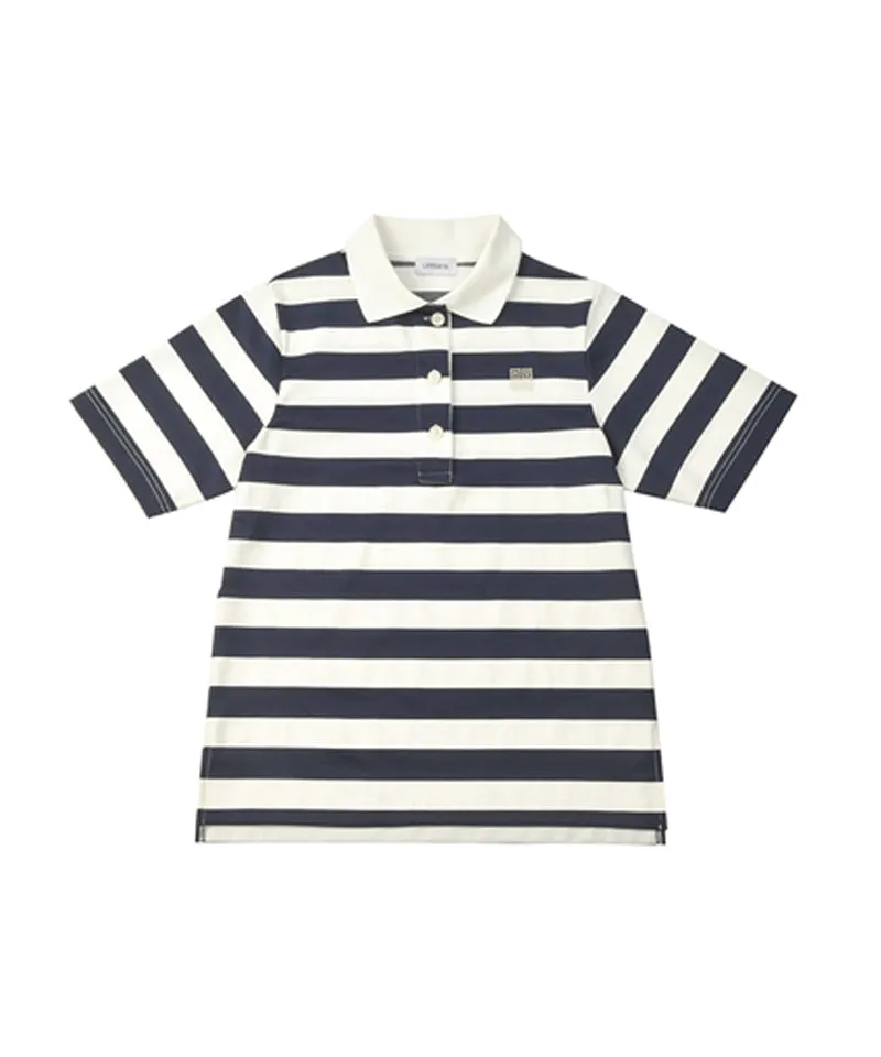 LENUCU Striped Collar T-Shirt - Navy