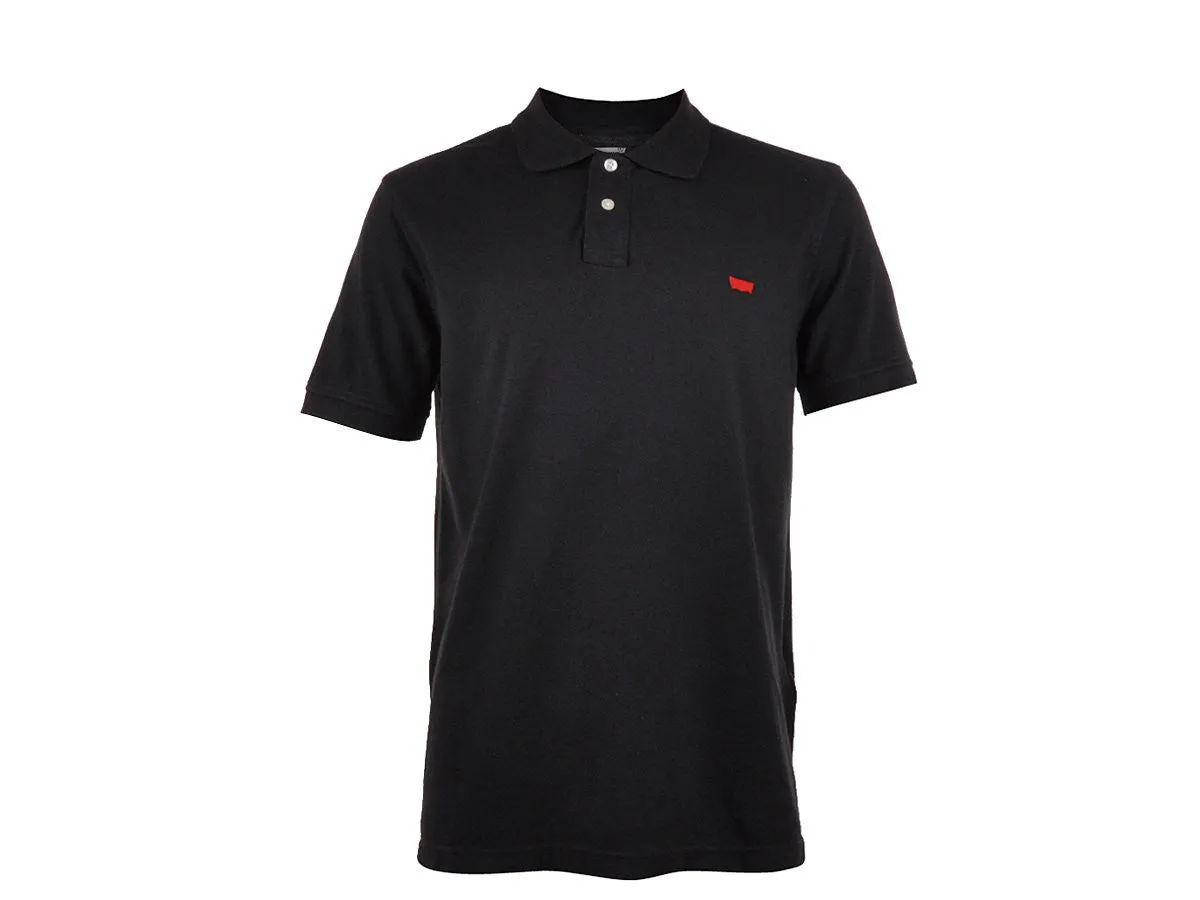 Levi's Mens Black Pique Knit Logo Embroidered Classic Polo Shirt Size Small