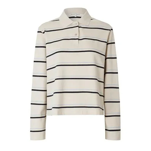 Lovella Striped polo Creme