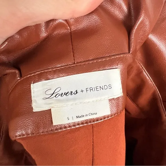 Lovers &amp; Friends Tia Faux Leather High Rise Paperbag Shorts Chestnut Brown Small