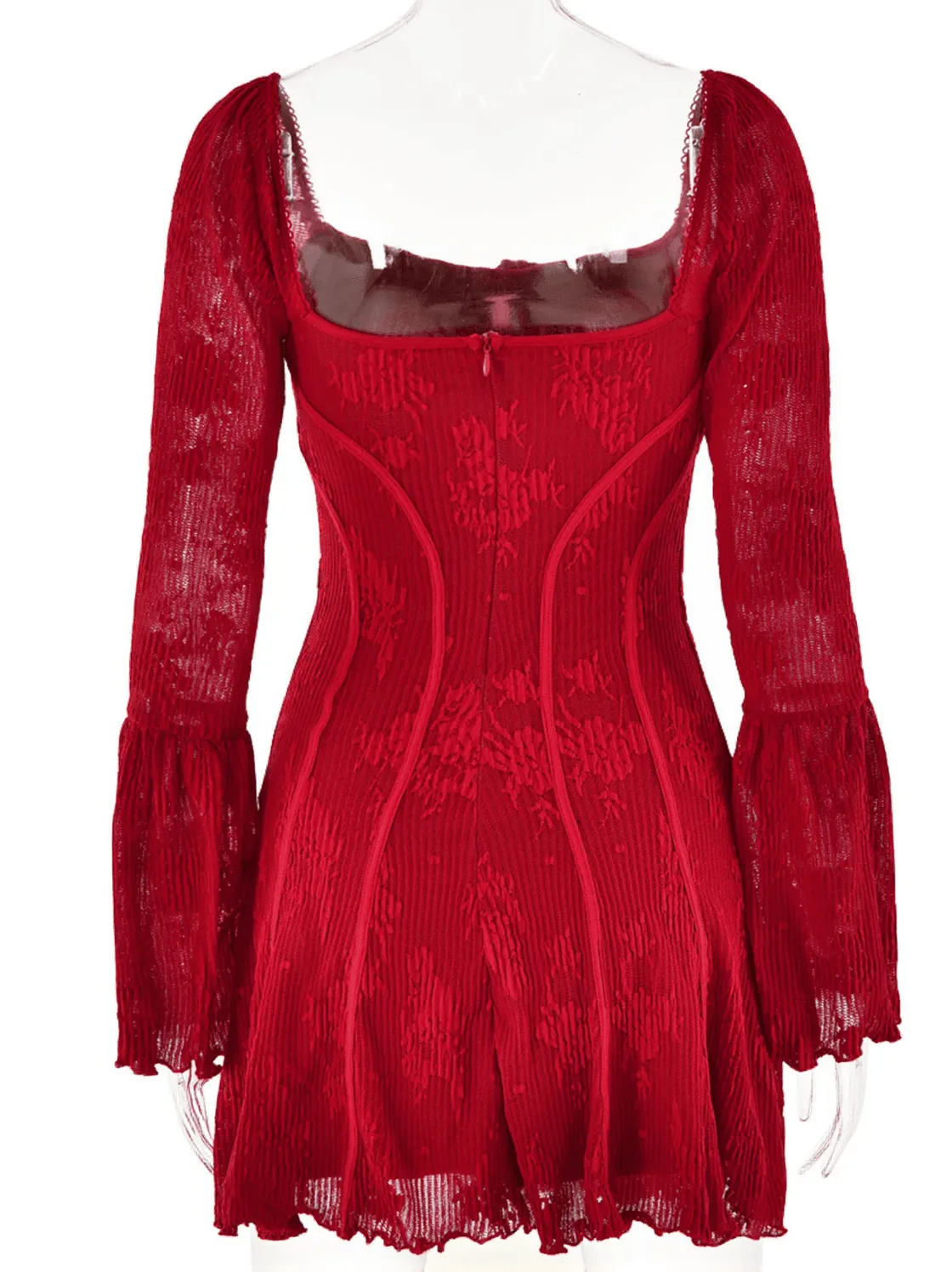 Lowell Square Neck Floral Mini Dress In Red