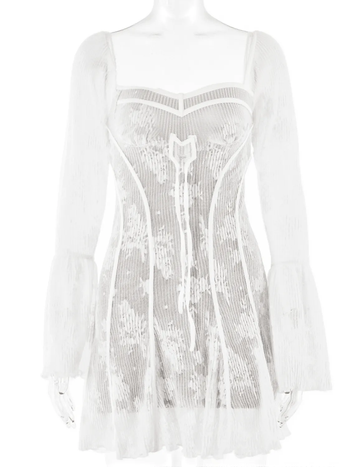 Lowell Square Neck Floral Mini Dress In White