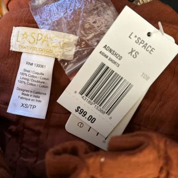 L*Space Brown Tobacco Aidan Shorts NWT Size XS
